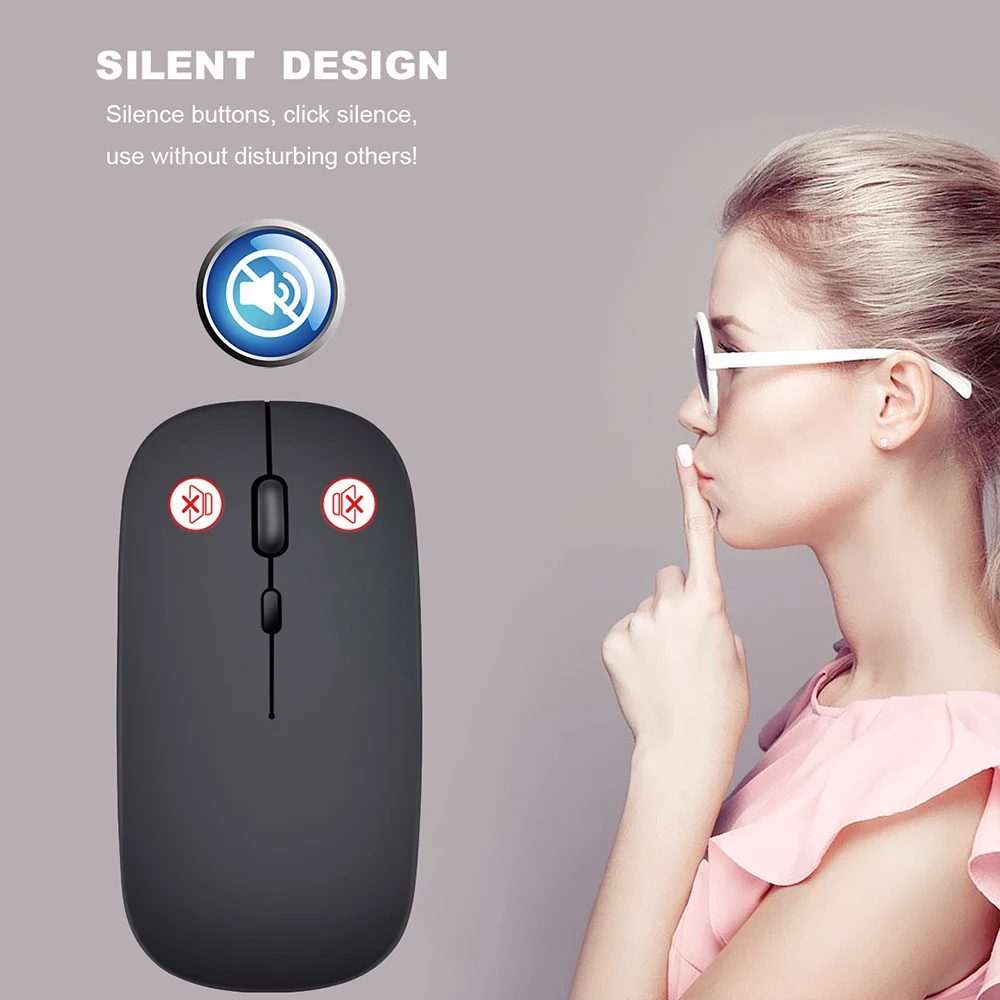 Wireless Mouse 2.4GHz Slim Portable Computer Mice with USB Receiver Gamer 1600DPI for Laptop Desktop PC Computer Accessories