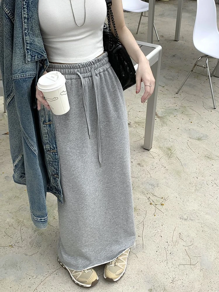 Skirts Women Solid Fashion Baggy Simple Preppy Style Casual Daily Spring New All-match Students Graceful Cozy Ins  Ankle Length