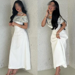Yipeisha Simple Sizes Available Formal Ocassion Gown Off-the-shoulder A-line Charmeuse Evening Dresses