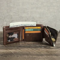 CONTACT'S Genuine Leather Men Wallet Small RFID Casual Trifold Short Wallets Zipper Coin Pocket Male Card Holder Purse 2
