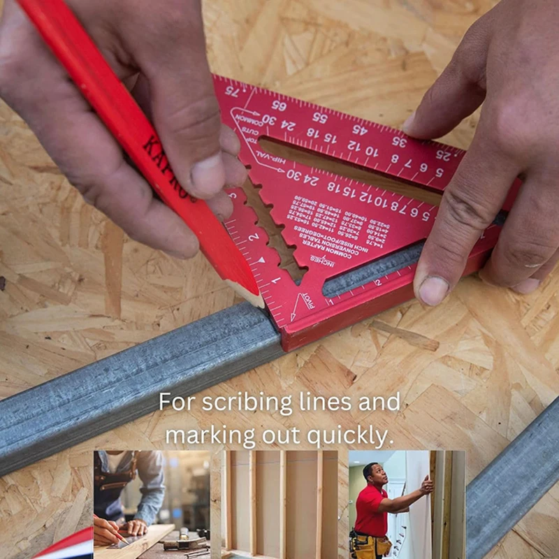 7/12-inch Metric/inch 2-in 1 Triangle Ruler Square Protractor, High-precision Aluminum Alloy Triangle Ruler Woodworking Tools