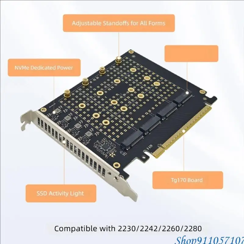 온도 관리 및 전용 전원을 갖춘 203B 4레인 M.2 스토리지 PCIe X16 확장