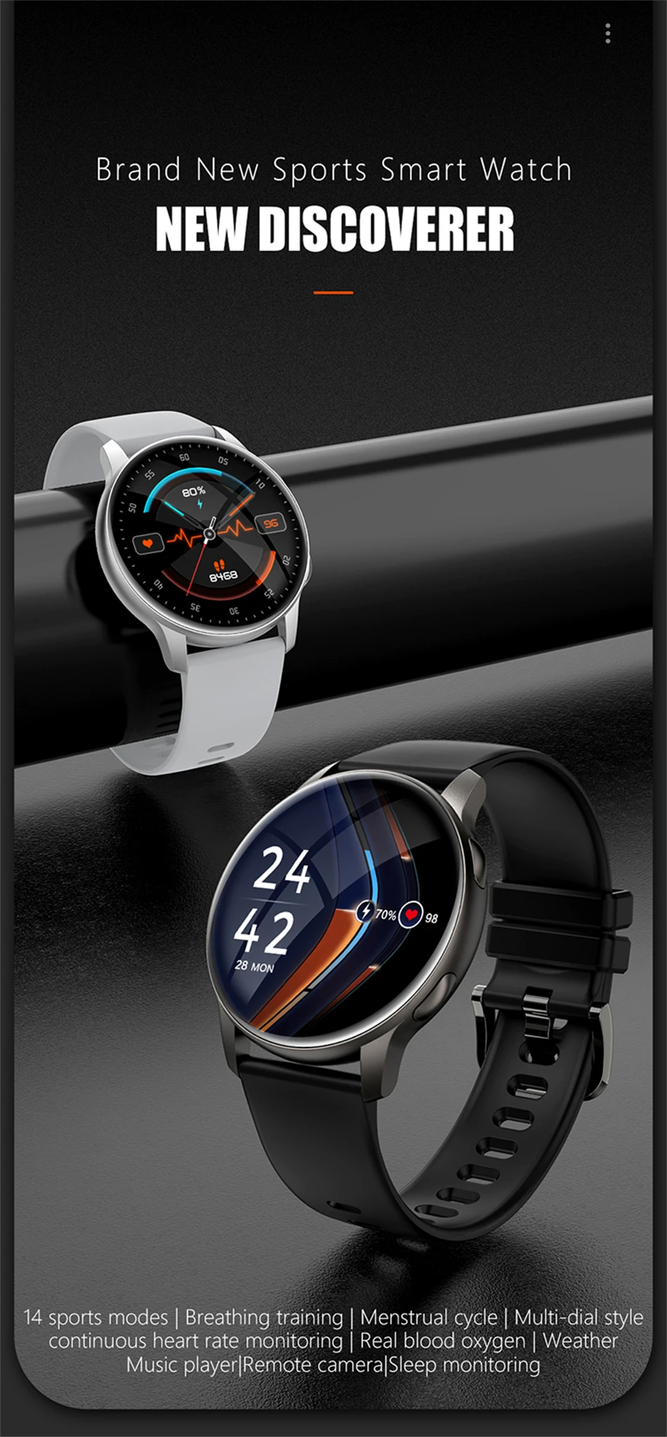 KALOSTE New Smart watch Men 360*360 AMOLED Full Touch Sport Fitness Tracker Women Smartwatch Clock Man For Huawei Xiaomi apple