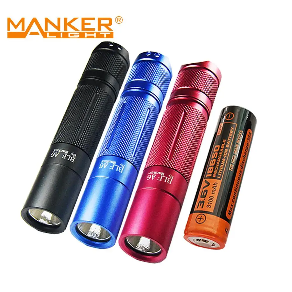 Bundle: Manker BLF A6 1600 Lumen CREE XP-L LED 18650 Flashlight + High Discharge 30A 3100mAh Li-ion Battery |