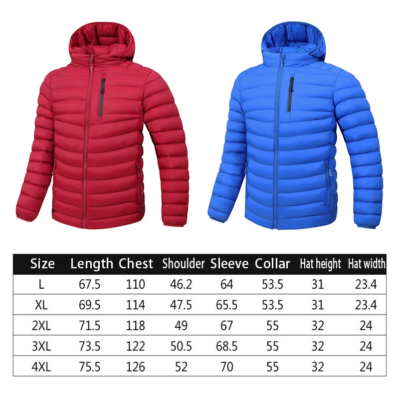 Men Jacket Winter Warm Zipper Hooded Pocket Fashion Casual Streetwear Windproof Male Cotton-Padded Coat M-4Xl
