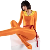 Women Oil Glossy Spandex Elastic Long Sleeve Diving Swimwear Sports Sets Bare Shoulders Jumpsuits Bodysuits Catsuits Party Club - Image 5