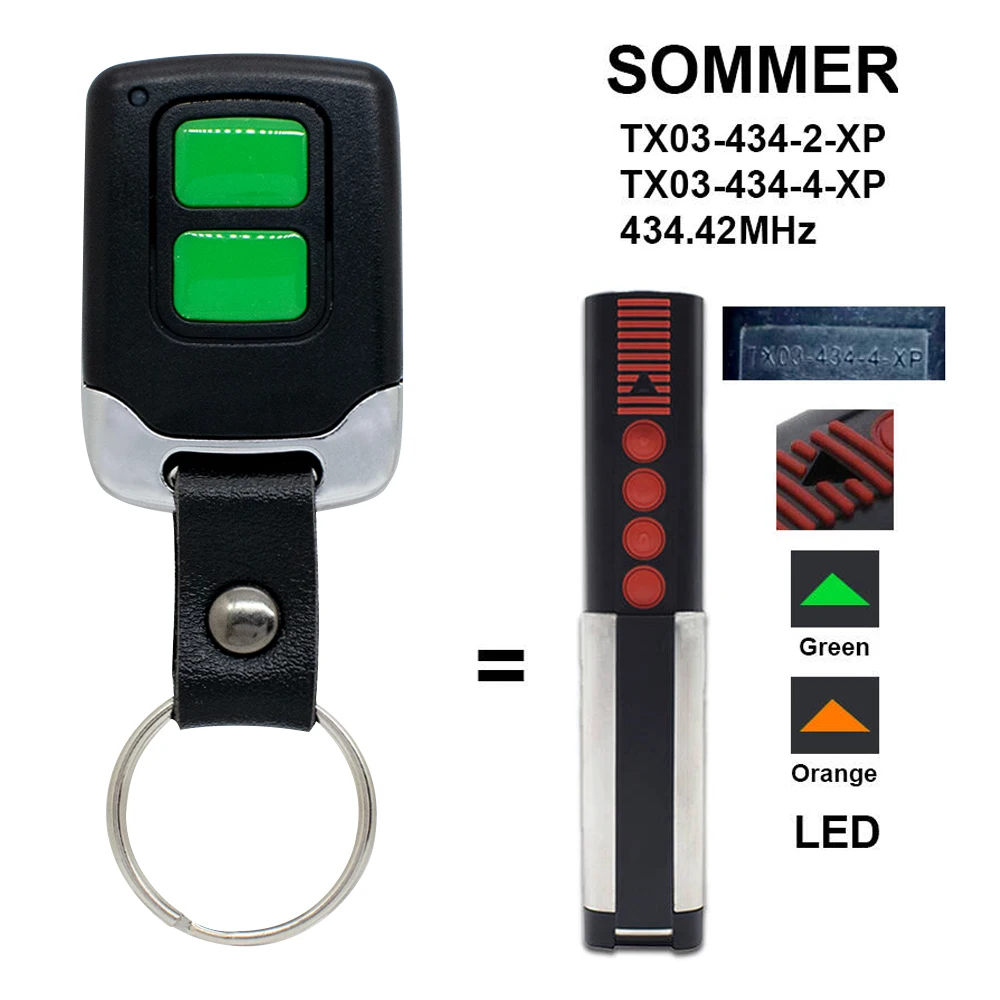 Pack De 3 Mandos A Distancia Para Puerta De Garaje Sommer (434.42 MHz) - Compatible Con Modelos TX03, TX02