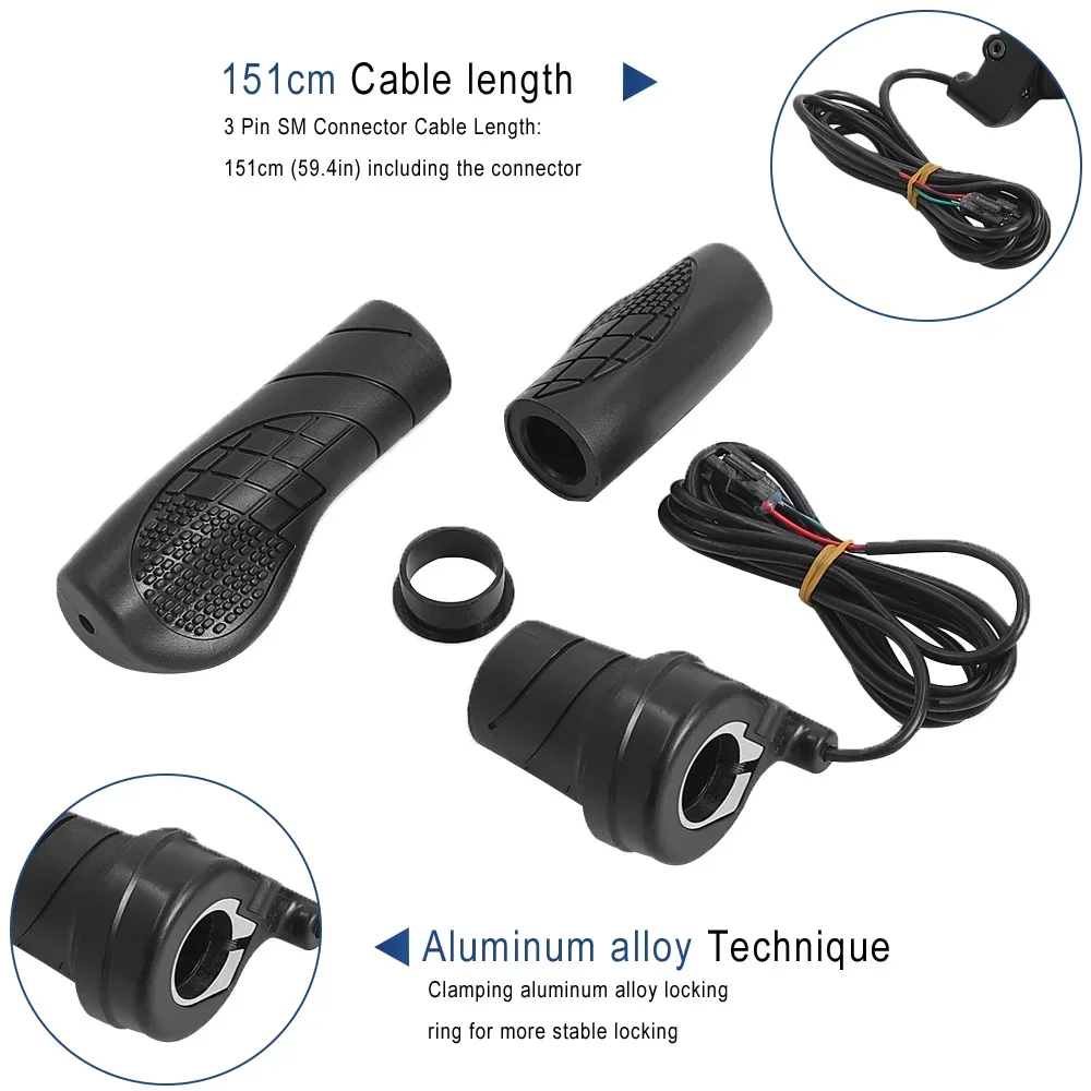 Electric Bicycle Right Handle for E-Bike Electric Scooter Throttle WP/SM Connector 36V 48V 72V Half Handle Twist Throttle