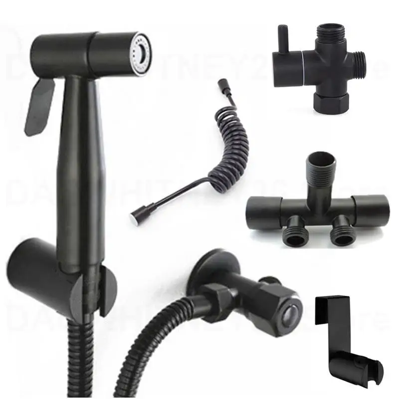 Description Picture 3 of itemprotable Hand Toilet bidet Sprayer Gun shower head Black Faucet Stainless Steel wc Bathroom water hose holder Self Cleaning U26