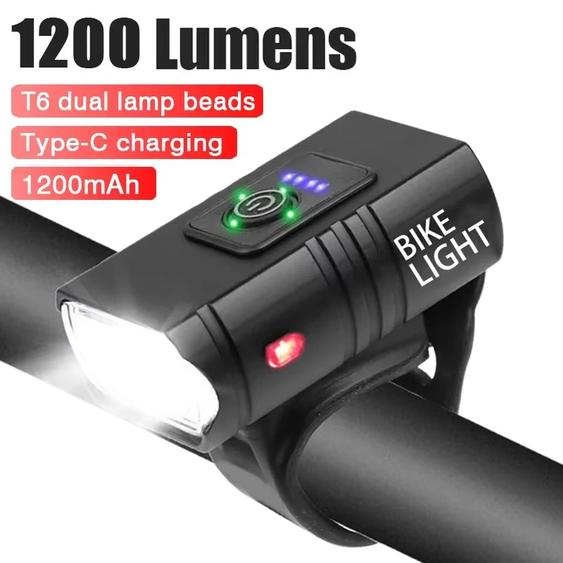 Bike Front Light T6 LED Bike Front Light Motorbike Headlight Rechargeable Bright MTB Road Bike Head Lamp Cycling Flashlight Night Riding