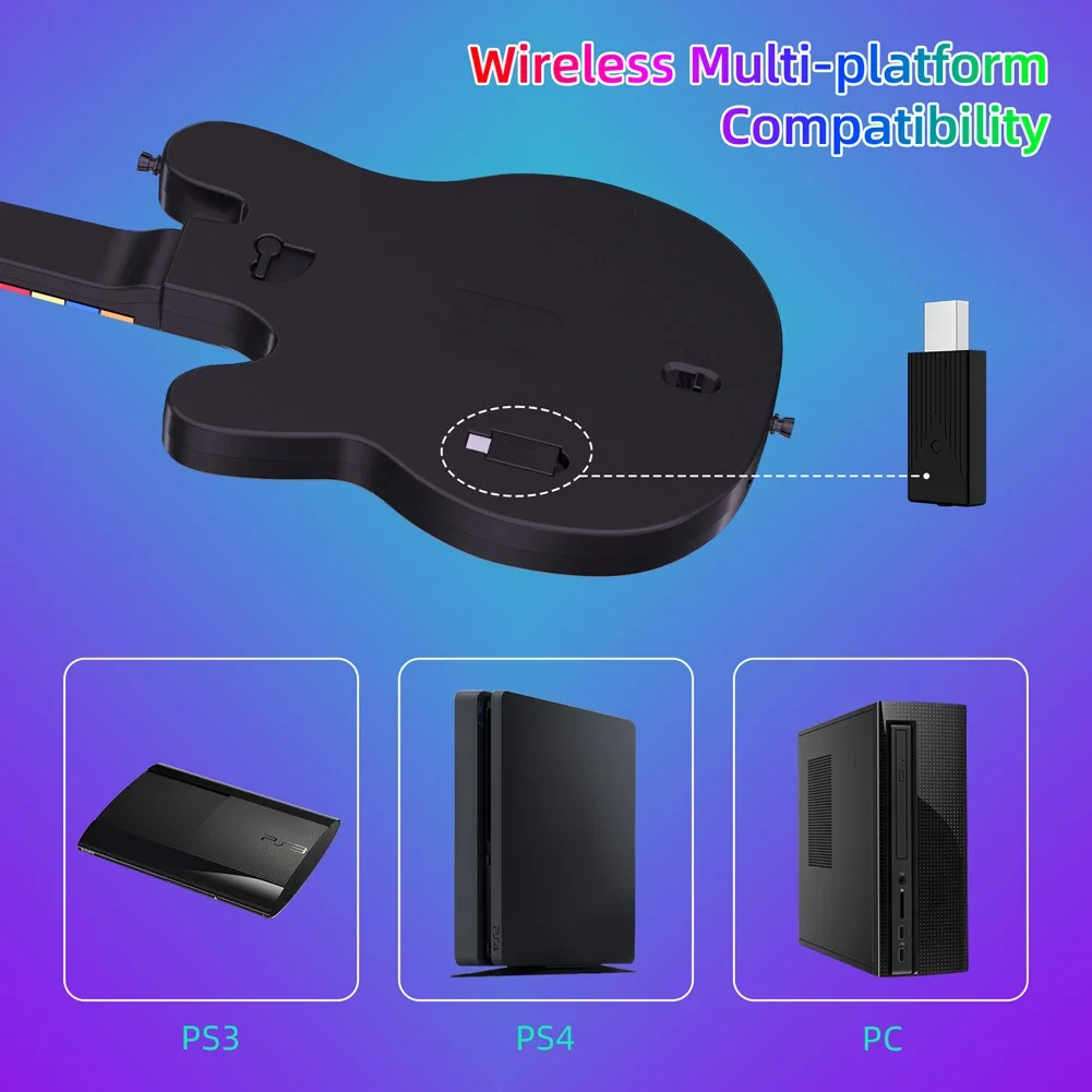 Wireless Guitar Controller 2.4G Wireless PC Guitar Controller Console Gamepad for PS4 PS3 PC Hero Clone Hero Rock Band