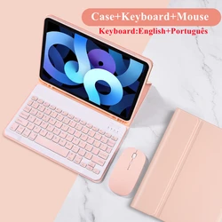 iPad Air Case with Pencil Holder and Wireless Bluetooth Keyboard & Mouse - 11Pro 2022 2021 (Portuguese language)