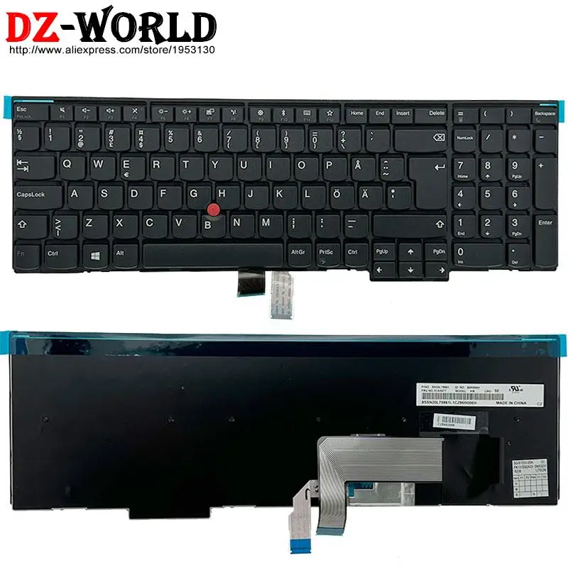 Finlandês Sueco Teclado para Lenovo Thinkpad P50s T560 W540 T540p W541 T550 W550s L540 L560 L570 E531 E540 04y2413 00pa601 se fi - Imagem 4