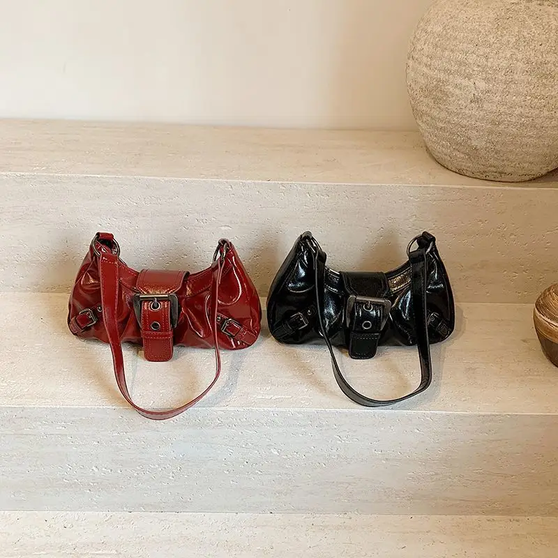 Hot Selling Maillard-Style Retro Style Small Bag Spicy Girls Y2K Vintage Leather Shoulder Underarm Bag Commuter Handbag