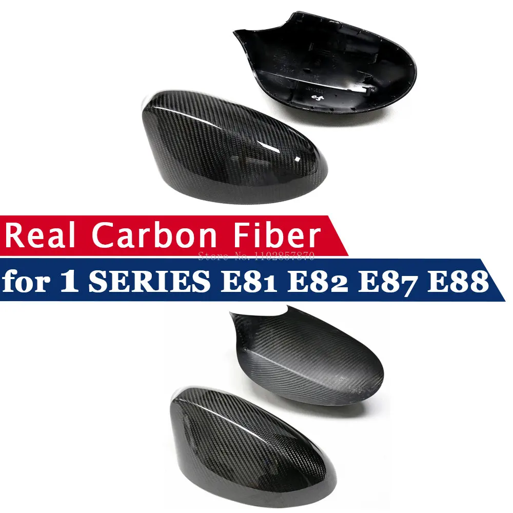 

Rearview Mirror Cover for BMW 1 SERIES E81 E82 E87 E88 Real Carbon Fiber Side Mirror Shells Add on Frame Replacement Case
