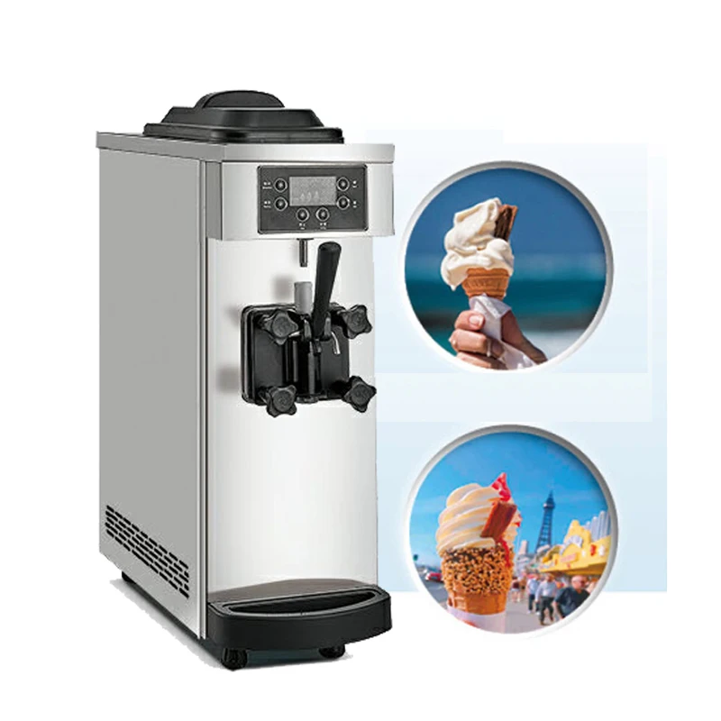 

Stainless Steel Soft Ice Cream Maker Machine Single Head Fully Automatic Vending