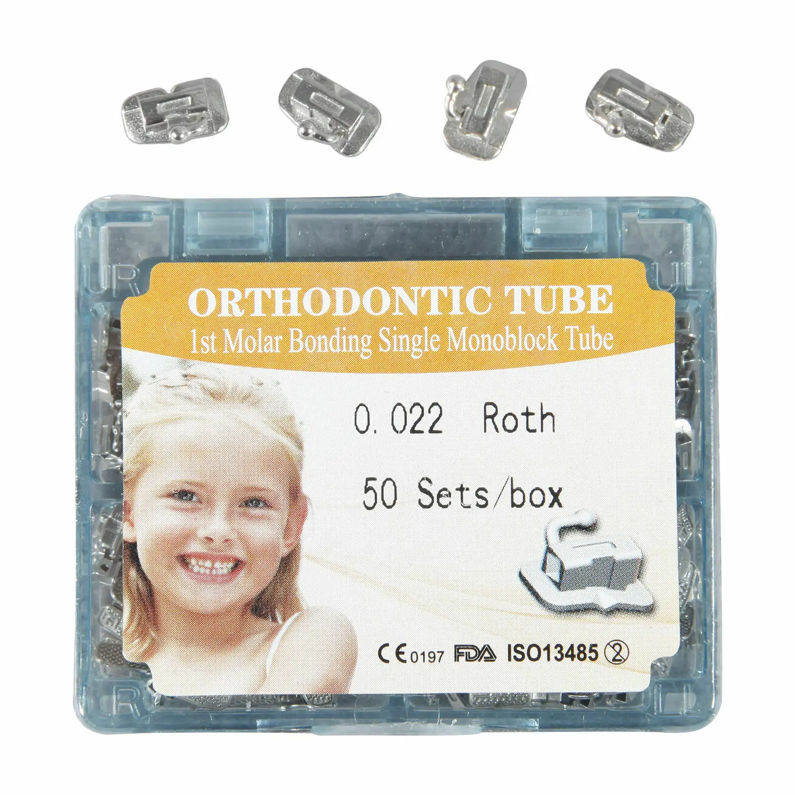 

50 Sets/1Box Dental Orthodontic 1st Molar Non-convertible Roth 0.22 Buccal Tube