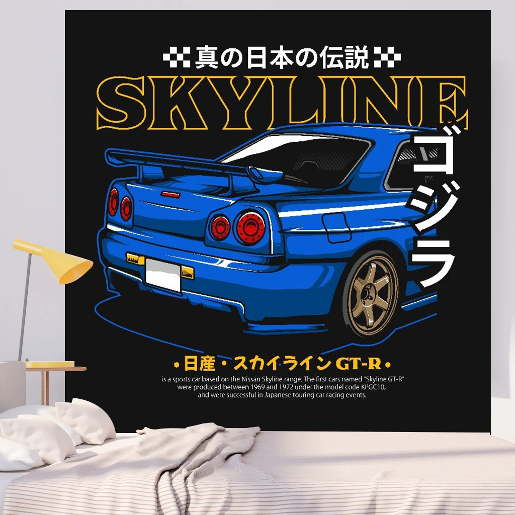 Description Picture 4 of itemJdm Racing Japanese Game  Night  Sports Blanket Decorative Tapestry Bedroom Background Polyester