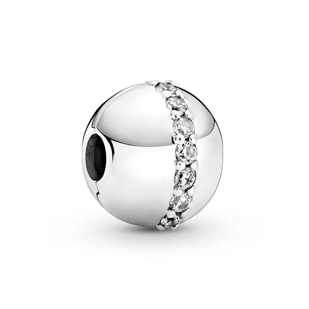 

Authentic 925 Sterling Silver Bead Sparkling Line Clip Charm Fit Pandora Women Bracelet Bangle Gift DIY Jewelry
