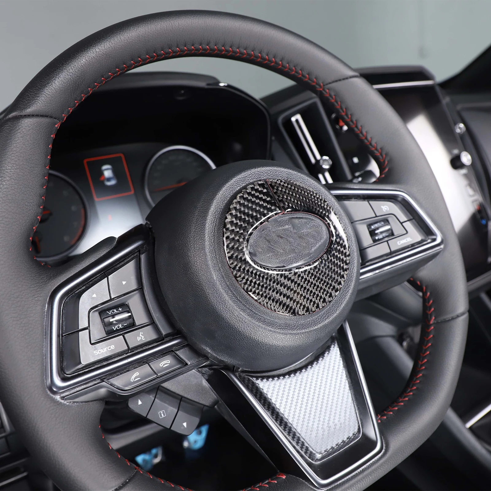 

For Subaru WRX STI 2021 2022 2023 Soft Carbon Fiber Steering Wheel LOGO Panel Cover Trim Sticker Car Accessories