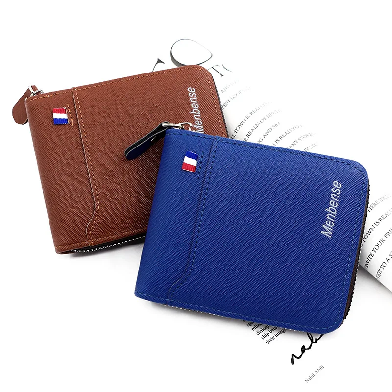 mens wallet New Men's Short Korean Style Zipper Bag Coin Pocket Card Holder Party Bag Credit Card Holder Rfid