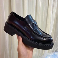 Shoes For Women 2022 Autumn New Loafers Leather Design Round Head Chunky Soled Women's Shoes High Heel Casual Single Shoes 35-41 1