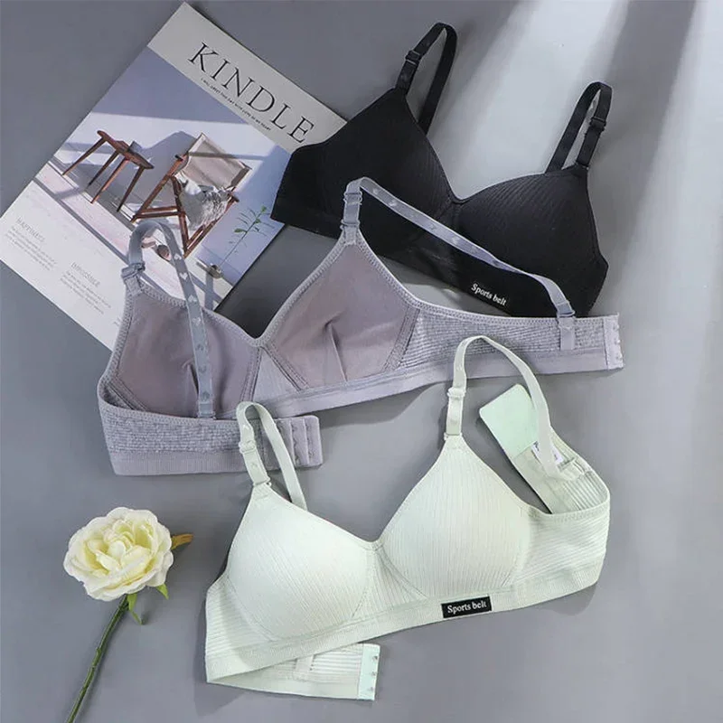 Cotton Women's AB cup Bra Underwear Wireless Gathering Comfortable V-Bra Women's Upward Push Underwear 3