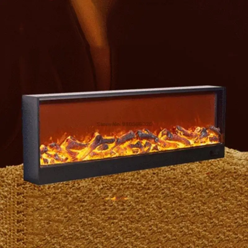 

Electric Fireplace Firebox Insert Burner Room Heater LED Optical Fire Artificial Emulational Flame Decoration Warm Air Blower