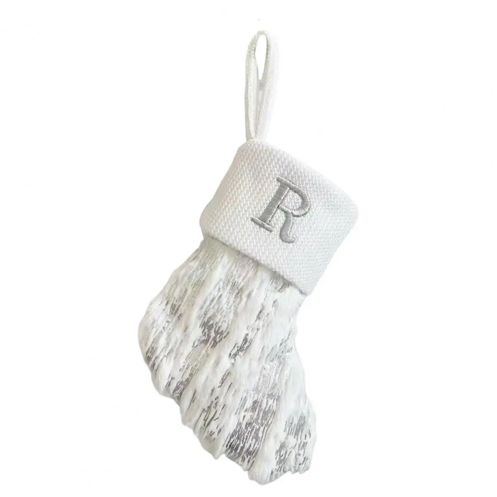 thumbnail image 1 of 2024 White Christmas Socks Letter Embroidery Knitted Stocking Reusable Xmas Tree Hanging Gift Bag Stocking Pendant Home Decor, 1 of 5
