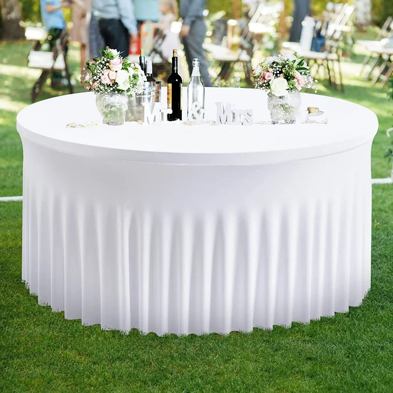 White Table Skirt Elastic Table Cloth Tablecloth Wedding Party Tableware Cover for Birthday Party Home Decor