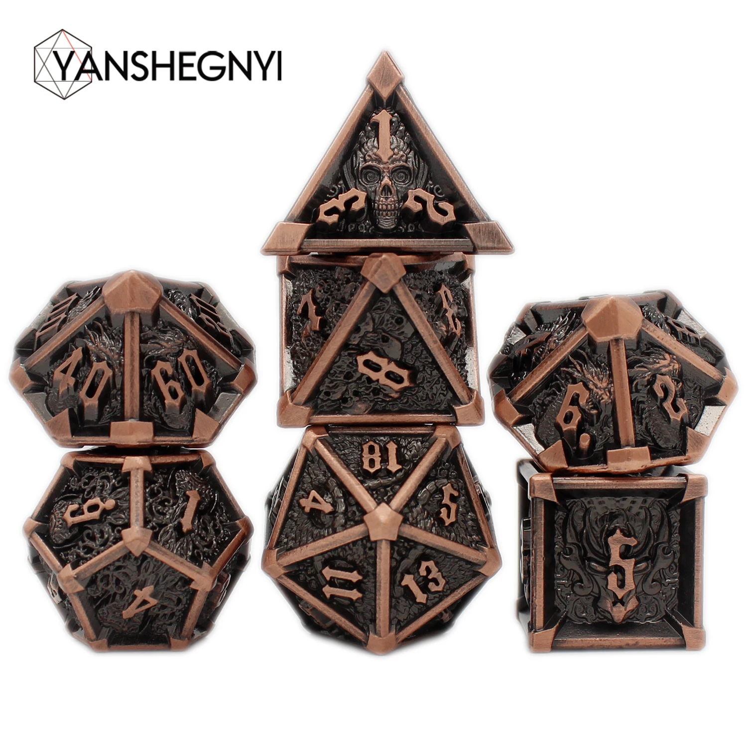 Polyhedral Metal Dice Set for Role Playing, Rpg Game, Pathfinder,Gift,DND, D & D, , 7 Pcs, Board Games ﻿