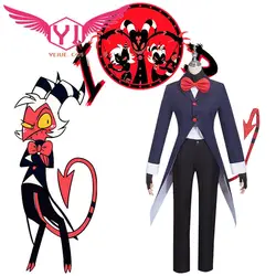 Anime Helluva Boss Moxxie Cosplay Costume Party With Tail Outfit Halloween Carnival Men Uniform Suit
