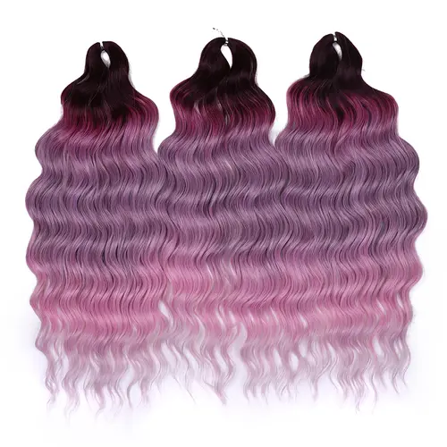 Anna Synthetic Hair 24 Inch Water Wave Braiding Hair Extensions Ombre Blonde Deep Wave Afro Curl Twist Crochet Hair for Women - Image 9
