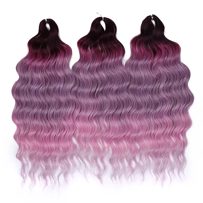 Anna Synthetic Hair 24 Inch Water Wave Braiding Hair Extensions Ombre Blonde Deep Wave Afro Curl Twist Crochet Hair for Women - Image 9