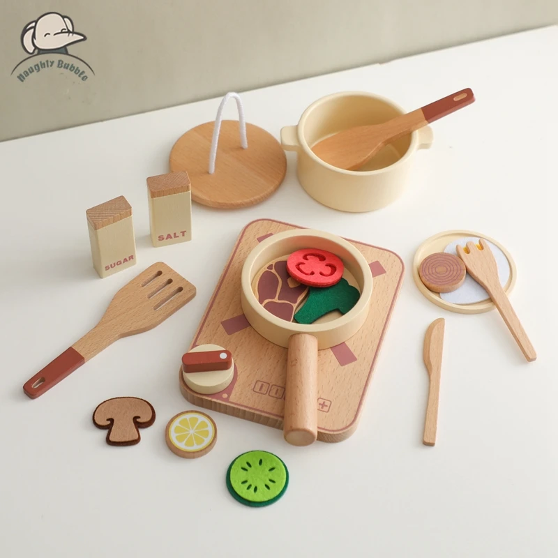 Cute Stone Kids Kitchen Pretend Play Toys,Play Cooking Set, Cookware Pots  and Pans Playset, Peeling and Cutting Play Food Toys, Cooking Utensils