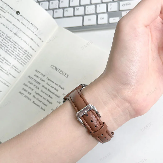 Elegant Leather Smart Watch Strap for Women - Premium Replacement Band for Fitbit Versa/Sense Series