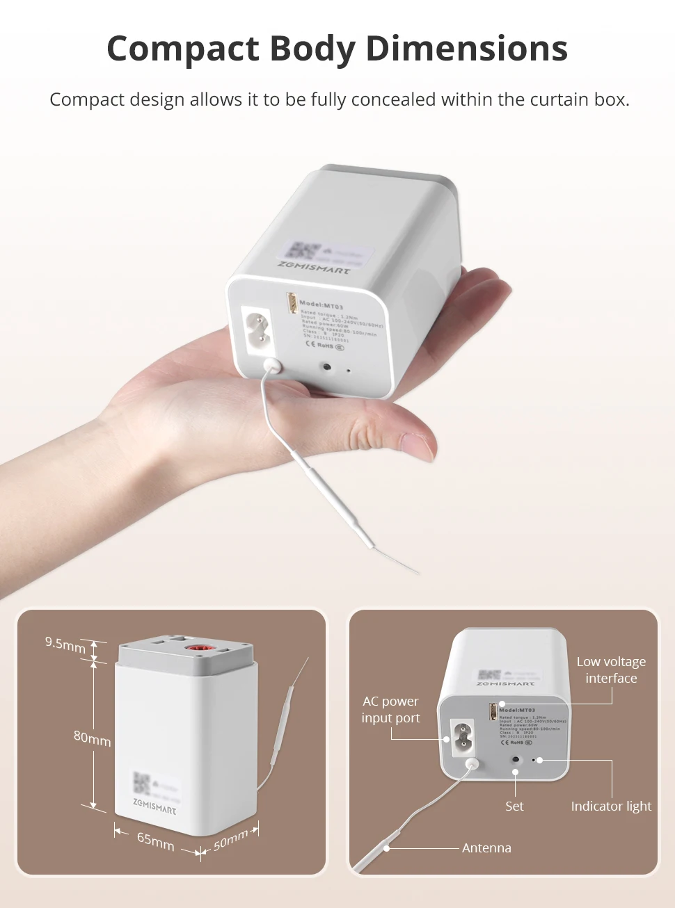 Matter Thread Smart Mini Motor with Splicing Curtain Track Support Homekit Alexa