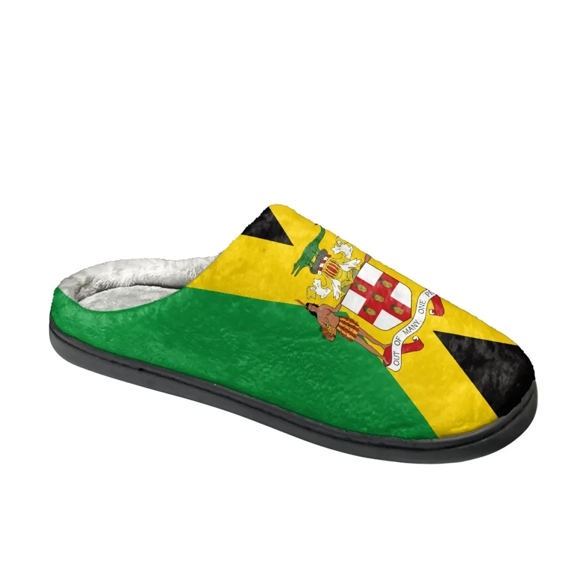 Jamaican Flag Print Casual Men's Slippers Comfortable Women's Home Flat Cotton Slippers Autumn Winter Warm Couple Home Footwear