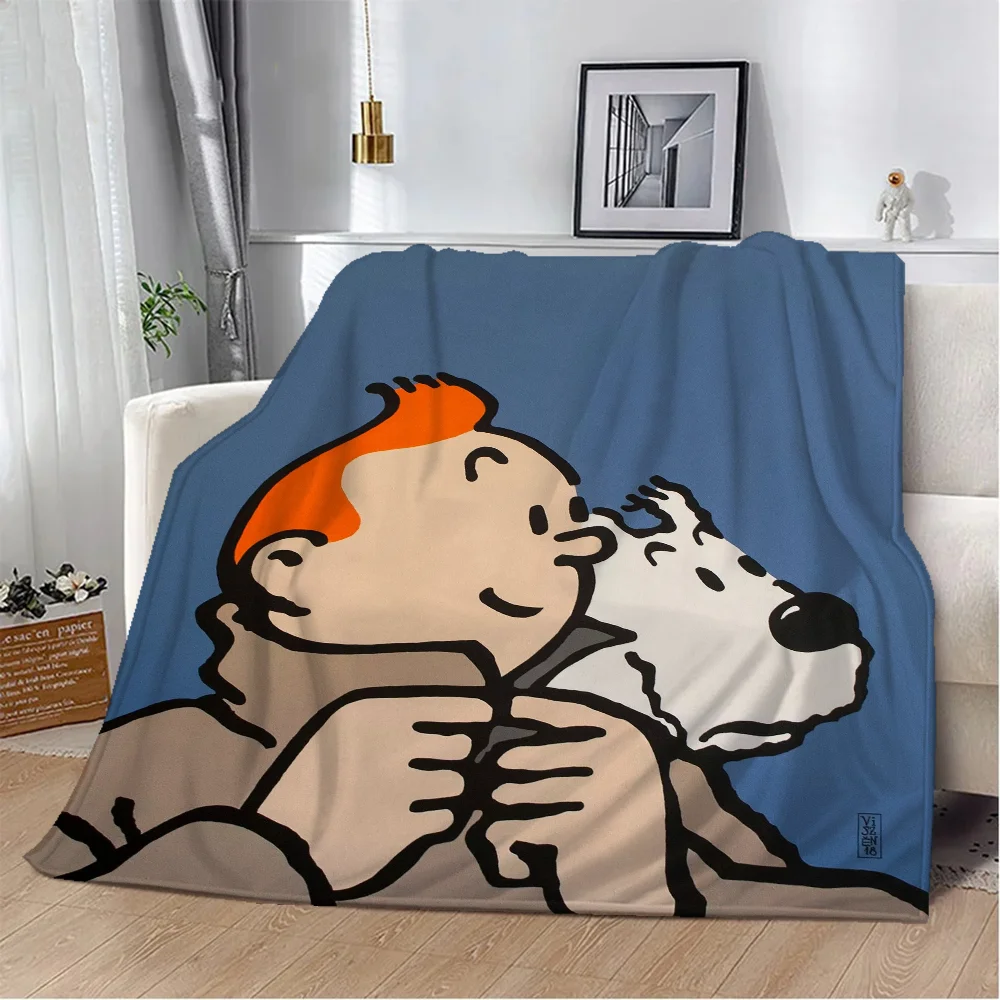 Blanket Bed Throw Blanket Fluffy Adventures of TintinS Microfiber Bedding Decorative Blankets for Sofa Home Interior Beach Towel 2