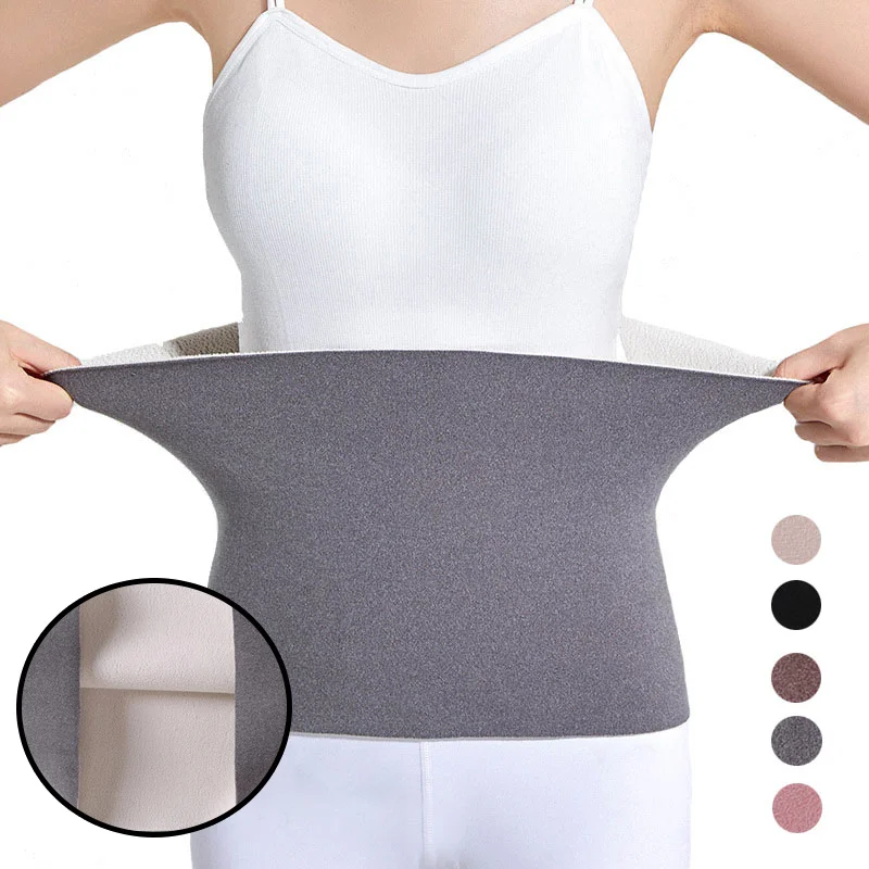 Maternity Support Band Winter Waist Women Postpartum Warmer Velvet Fleece Belt Thick Warm Knitted Belly Wrap Women Elastic Waist Protector Soft