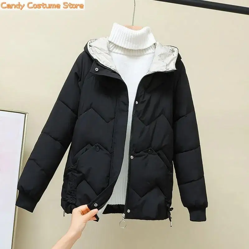 Women Short Overcoat Thick Hooded Cotton Padded Jackets Coats Female Outwear Fashion Korean Loose Autumn Winter Parkas