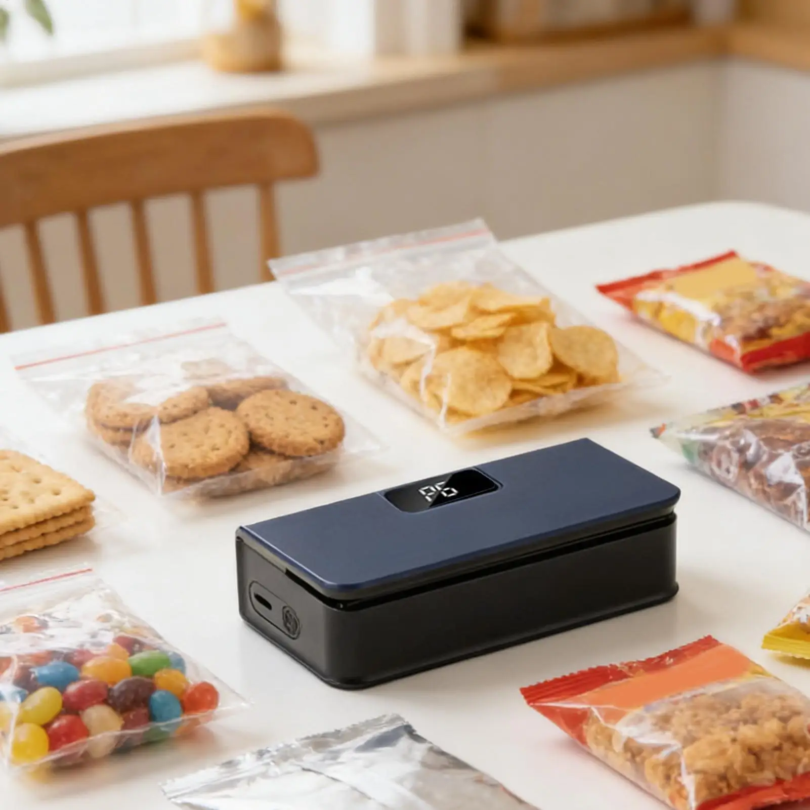 6-Mode Rechargeable Mini Electric Sealer Magnetic Handheld Sealing Machine with Cutter for Home Snack Food Chip Bags Storage 4