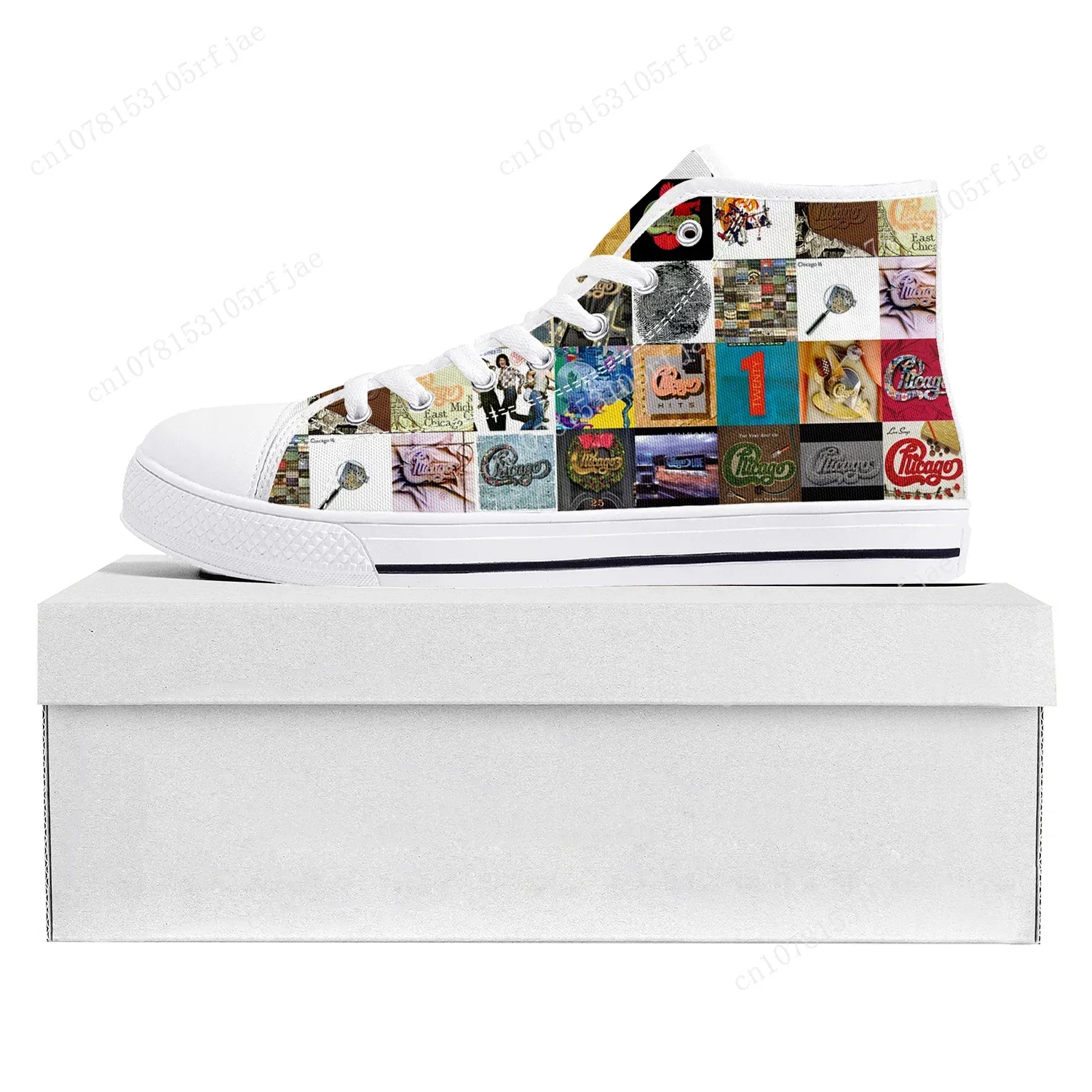 Кроссовки Chicago Band мужские/женские холщовые, высокие кеды рок-группы, повседневная обувь для пар, под заказ, белые