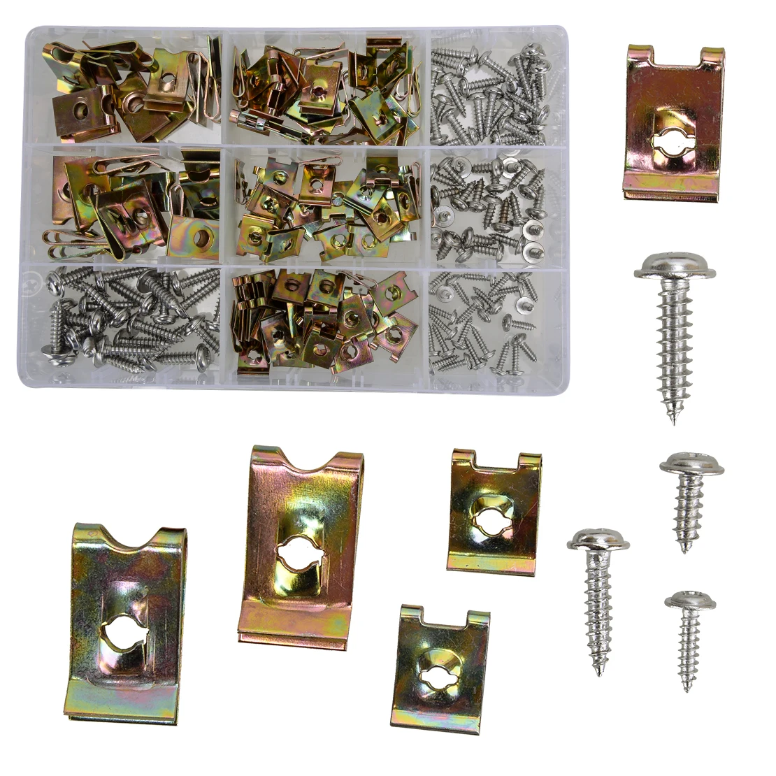 

200Pcs/Set Car Universal U Nut M3 M4 M5 Fairing Clip Self Tapping Screw Kit Left Right Front Rear Upper Lower Fit for Motorcycle