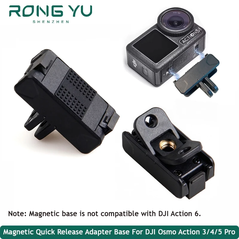 Magnetic Quick Release Adapter Base For DJI Osmo 360 Action 3/4/5 Pro Foldable Quick-release Two Claw Mount Adapter