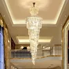 Long Crystal Staircase Gold Chandelier Modern Loft Crystal Lamp Luxury Villa Hotel hall Living Room Large Chandelier Home Decor 2