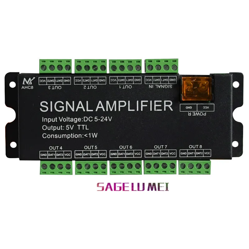 New WS2812B 4CH 8CH Signal led strip controller SPI TTL Signal Output for WS2811 WS2815 WS2813 Sk6812 Pixels LED Lights DC5V-24V
