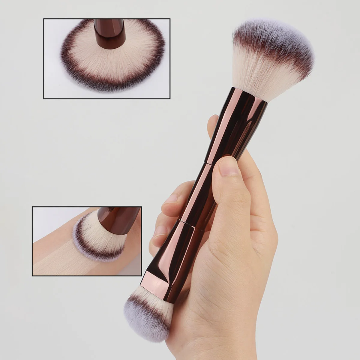 3-in-1-Doppelkopf-Make-up-Pinsel mit weichen Borsten: Foundation-Pinsel, Rouge-Pinsel, BB-Cream-Pinsel, tragbares Make-up-Werkzeug_voghion.com