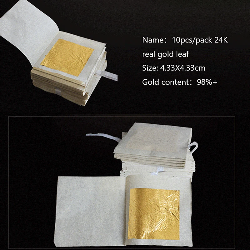 10Pcs Sheets Pure 24K Gold Foil Leaf Anti-Aging Gilding For Food Decorations Handmade DIY Scrapbooking Craft Decoration scrapbook paper craft paper scrapbooking material gold leaf paper handmade craft paper diy craft materials handmade paper scrapbooking paper imitation gold leaf sheets foil paper
