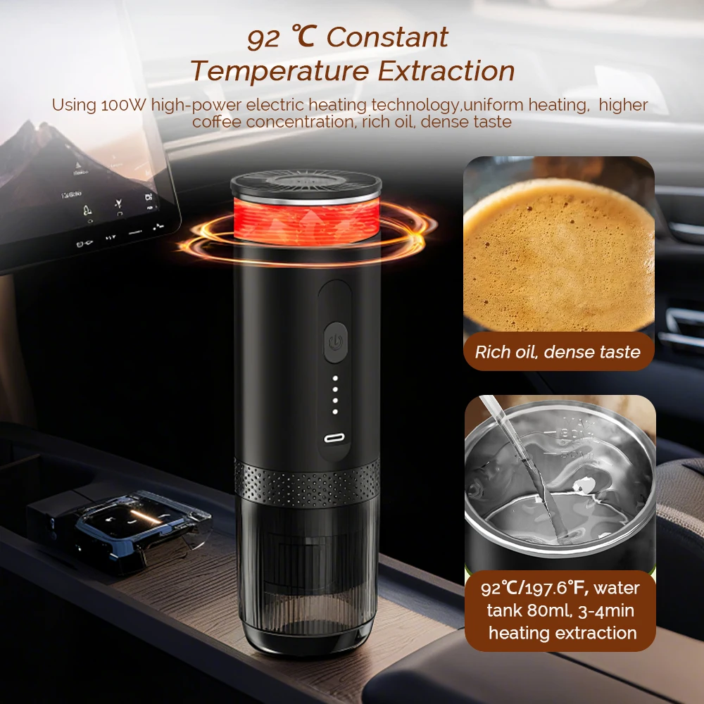 Description Picture 5 of item2 in 1 Portable Capsule Coffee Machine Wireless Automatic Heating Coffee Detachable Flushing Espresso Outdoor Travel Office